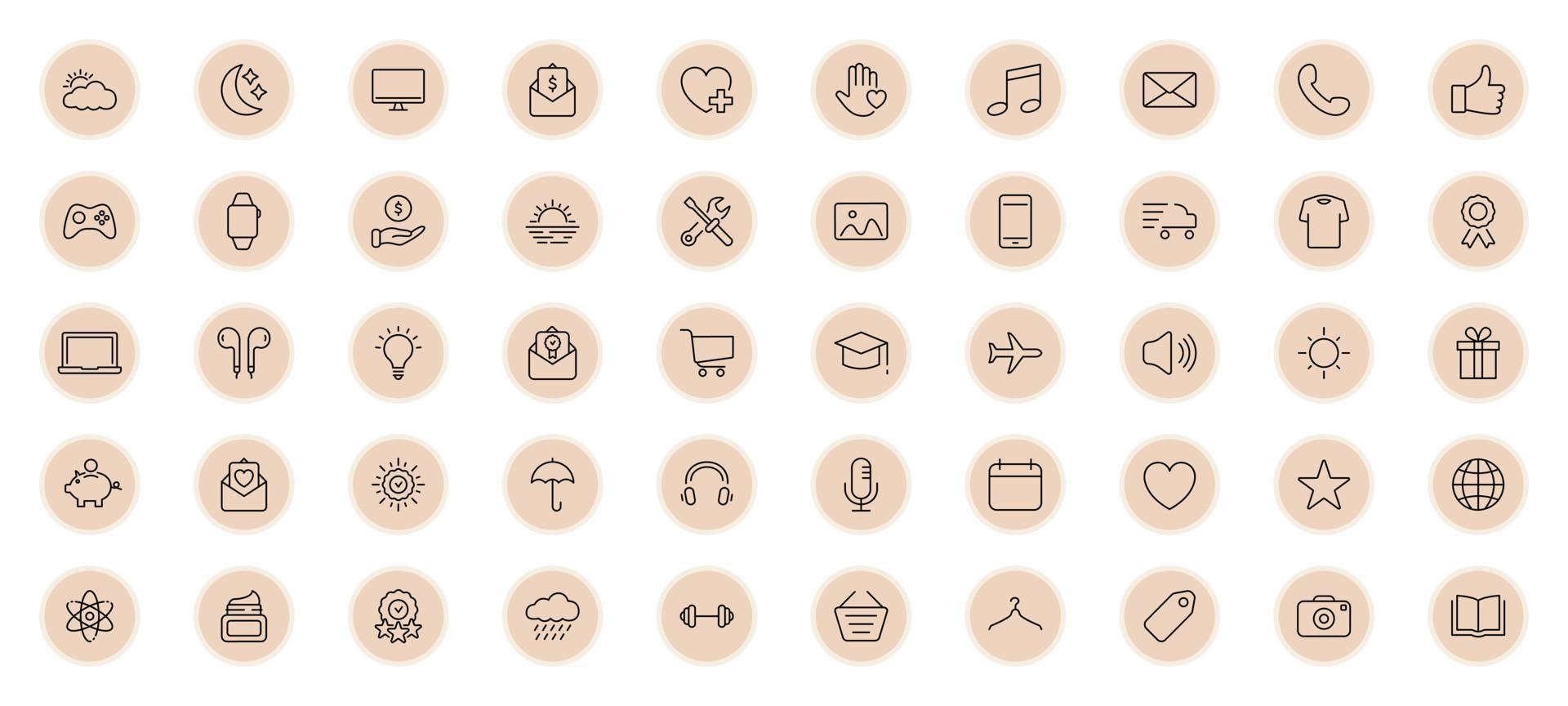 Highlights Line Icon Set. Highlights for Lifestyle, Travel and Beauty ...