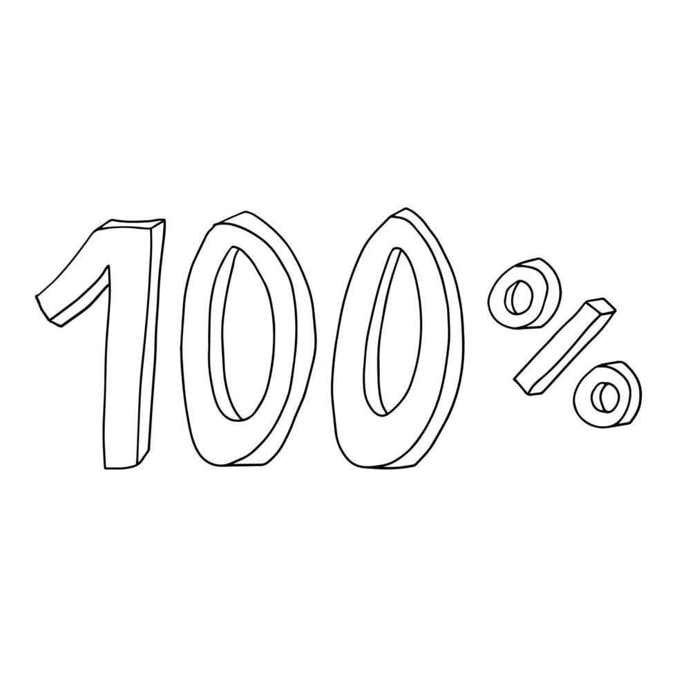 Cartoon doodle volume 100 percent isolated on white background. vector