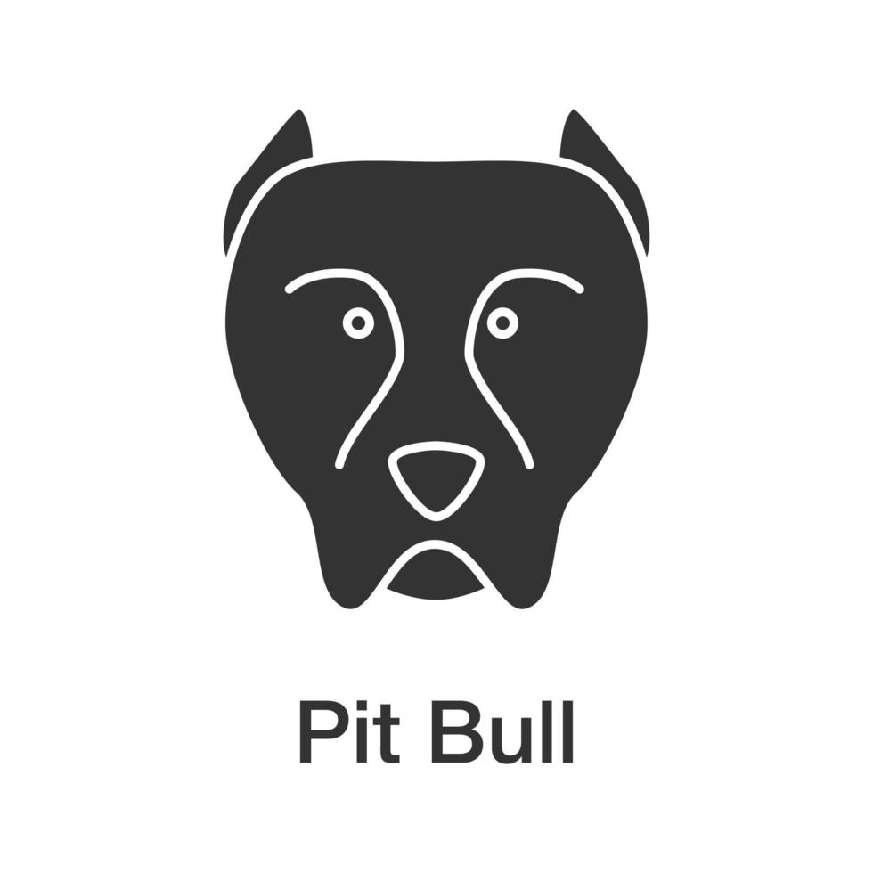 icono de glifo de pit bull. staffordshire terrier. raza de perro de pelea. símbolo de la silueta. espacio negativo. ilustración vectorial aislada vector