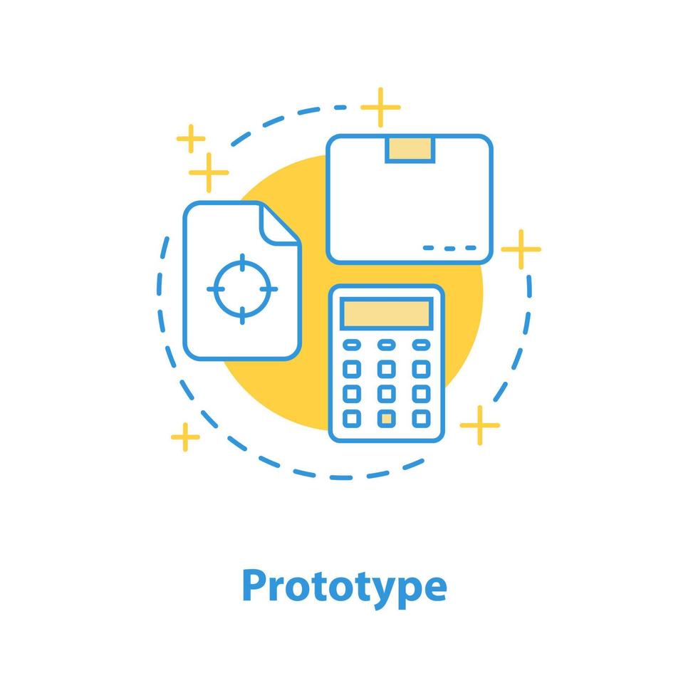 icono de concepto de diseño de prototipo. ilustración de línea delgada de idea de realización de proyecto. pruebas de producto. dibujo de contorno aislado vectorial vector