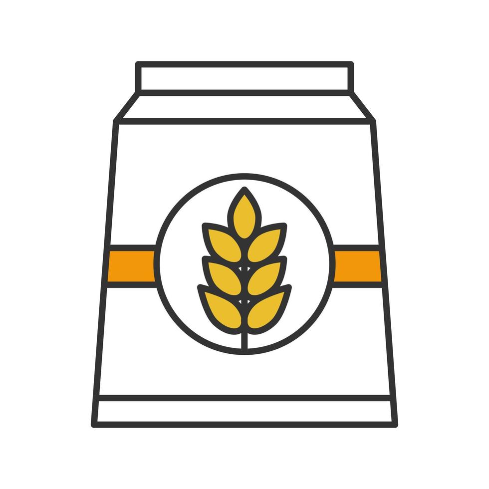 Flour paper bag color icon. Isolated vector illustration