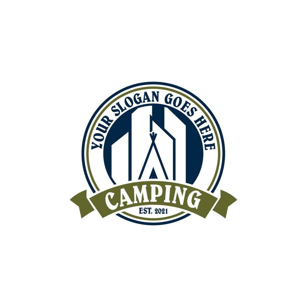 logotipo de campamento, vector de logotipo al aire libre