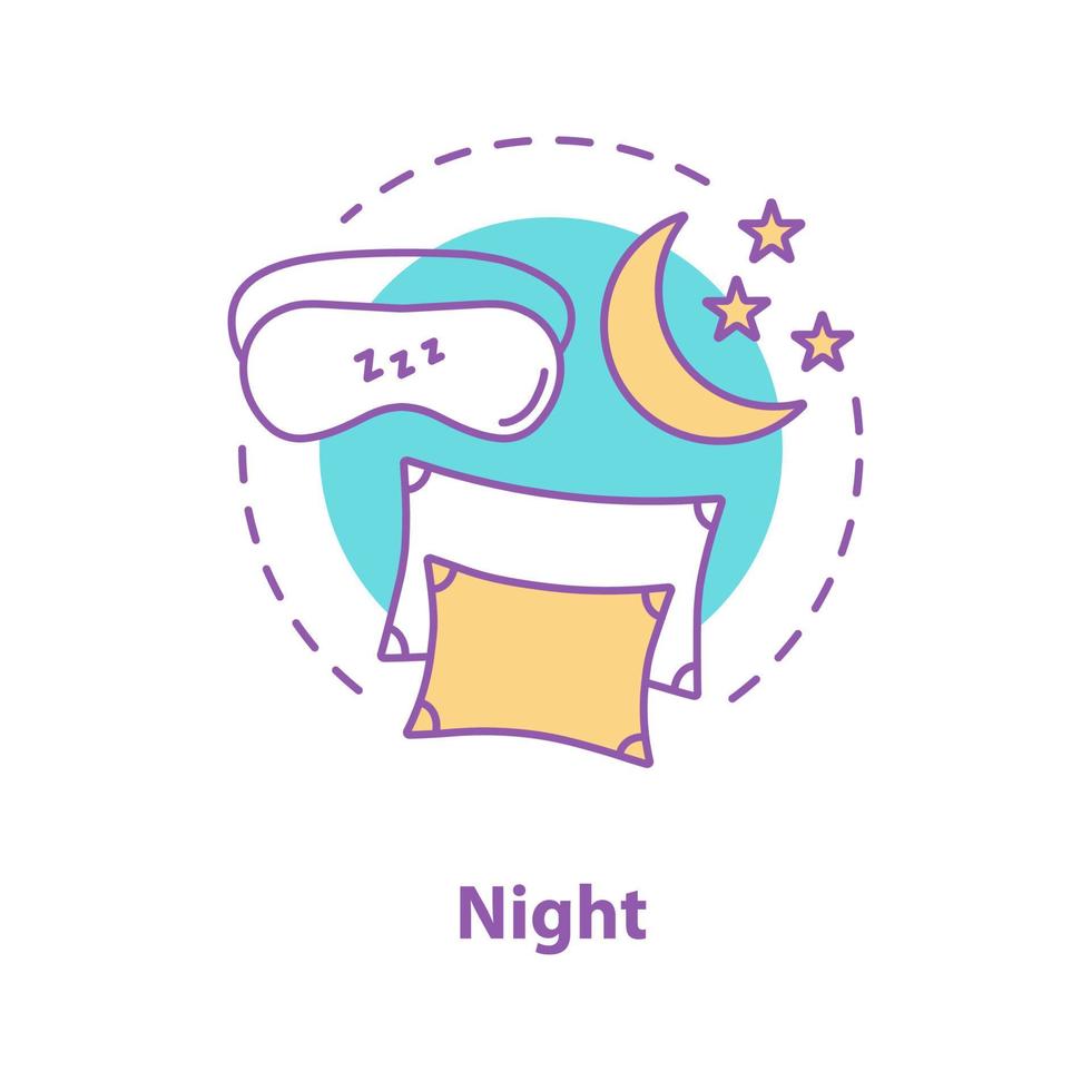 icono del concepto de noche. ilustración de línea delgada de idea de hora de dormir. dibujo de contorno aislado vectorial vector