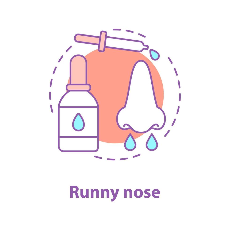 Runny nose concept icon. Cold or flu idea thin line illustration. Allergy. Sickness. Vector isolated outline drawing