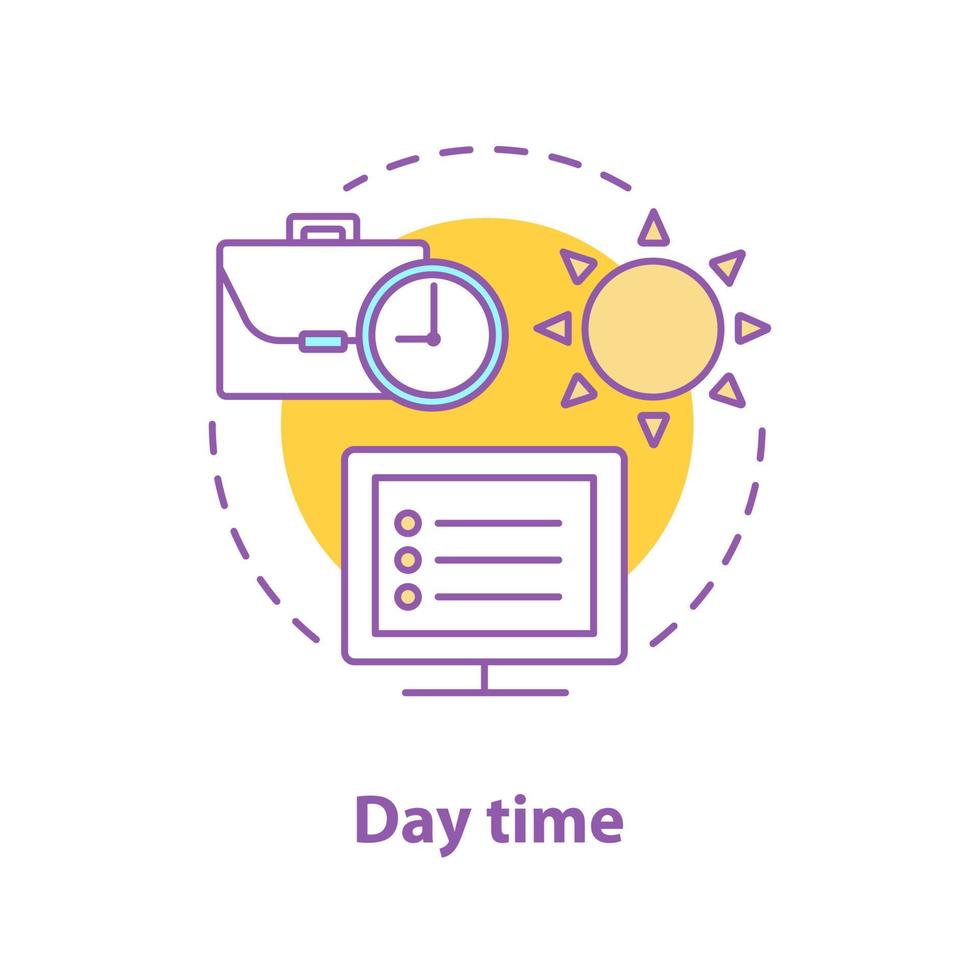 Day time concept icon. Working hours idea thin line illustration. Noon. Vector isolated outline drawing