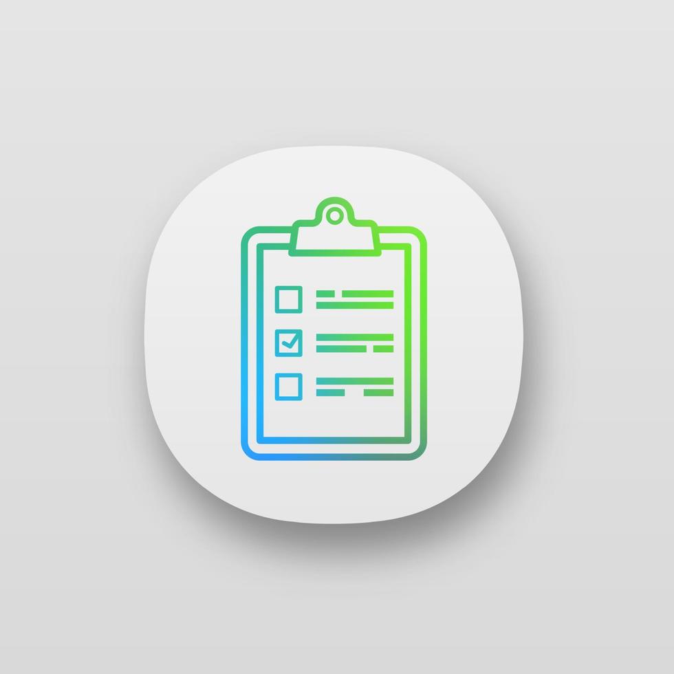 Task planning app icon. Checklist. To do list. UI UX user interface. Project management. Tasks list. Web or mobile application. Vector isolated illustration