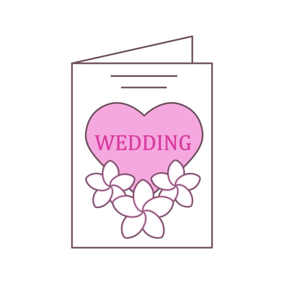 icono de color de tarjeta de invitación de boda. tarjeta de felicitación de boda con flores. ilustración vectorial aislada vector