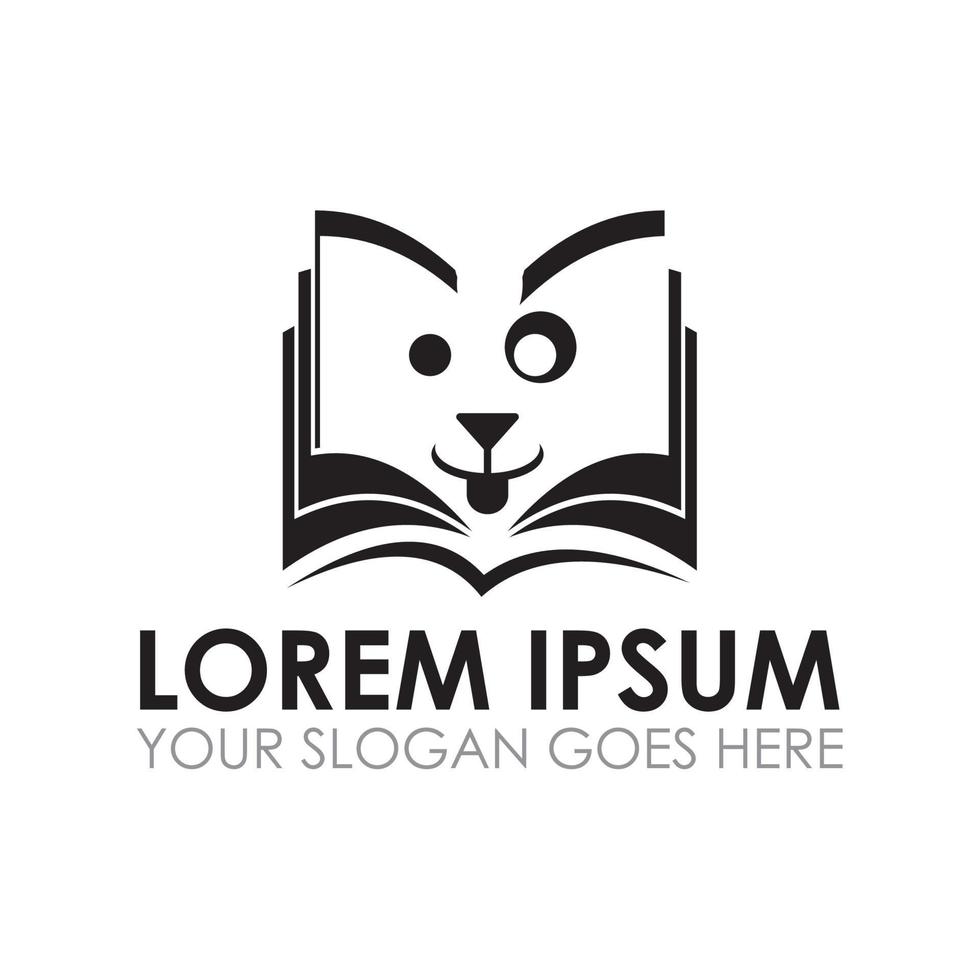 vector de libro de mascotas, logotipo de cuidado de mascotas