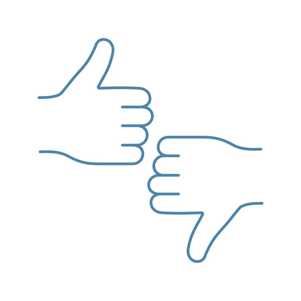 Like and dislike color icon. Linear vector