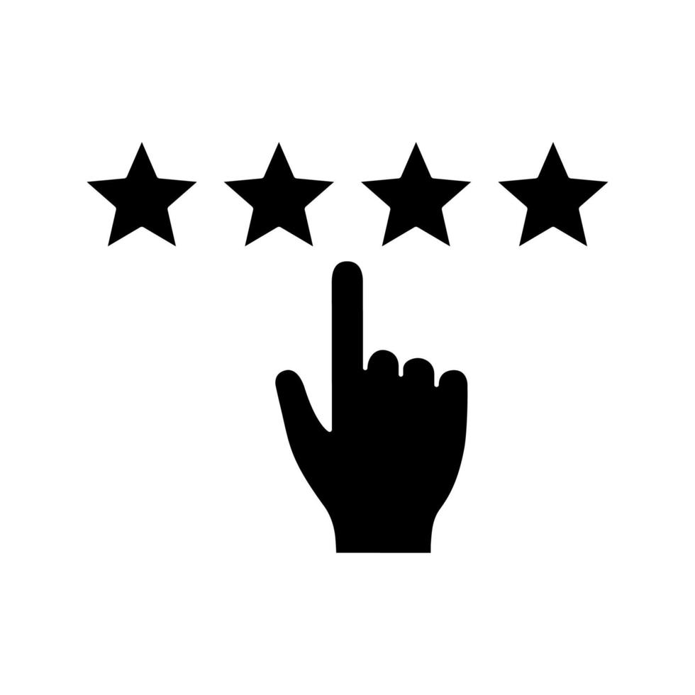 Customer feedback and rating glyph icon. Ranking. Client review. Rating scale click. Silhouette symbol. Negative space. Vector isolated illustration
