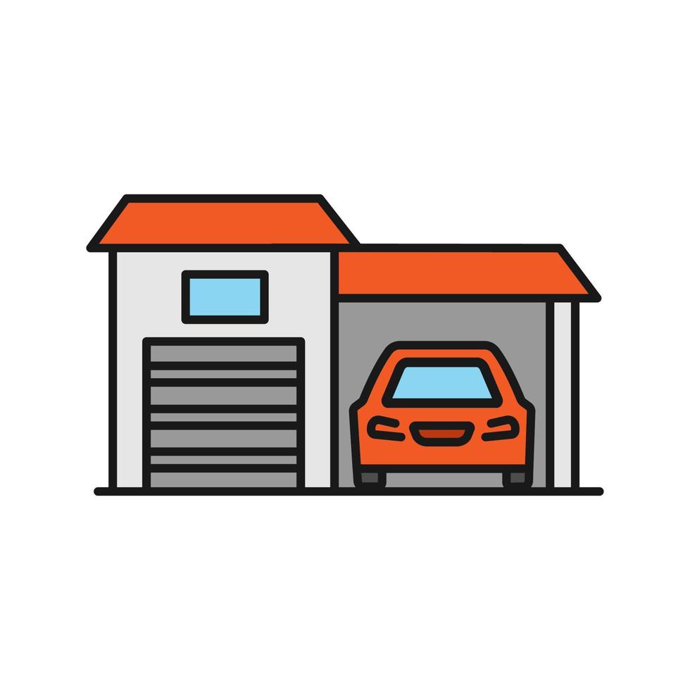 Garage color icon. Auto workshop. Isolated vector illustration