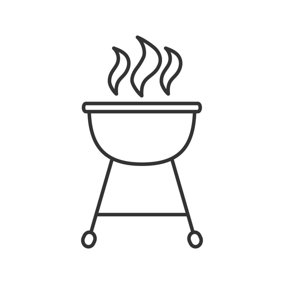 Kettle barbecue grill linear icon. Thin line illustration. Contour symbol. Vector isolated drawing