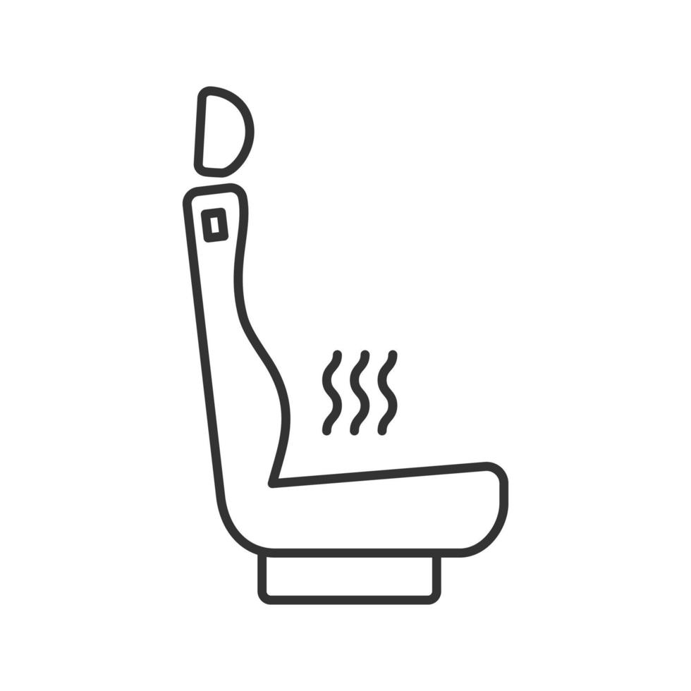 icono lineal del asiento del coche con calefacción. ilustración de línea delgada. calentador de asiento símbolo de contorno dibujo de contorno aislado vectorial vector