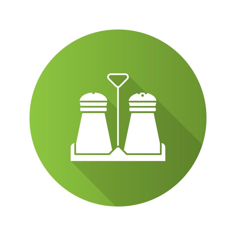 Salt or pepper shaker flat design long shadow glyph icon. Spice. Vector silhouette illustration