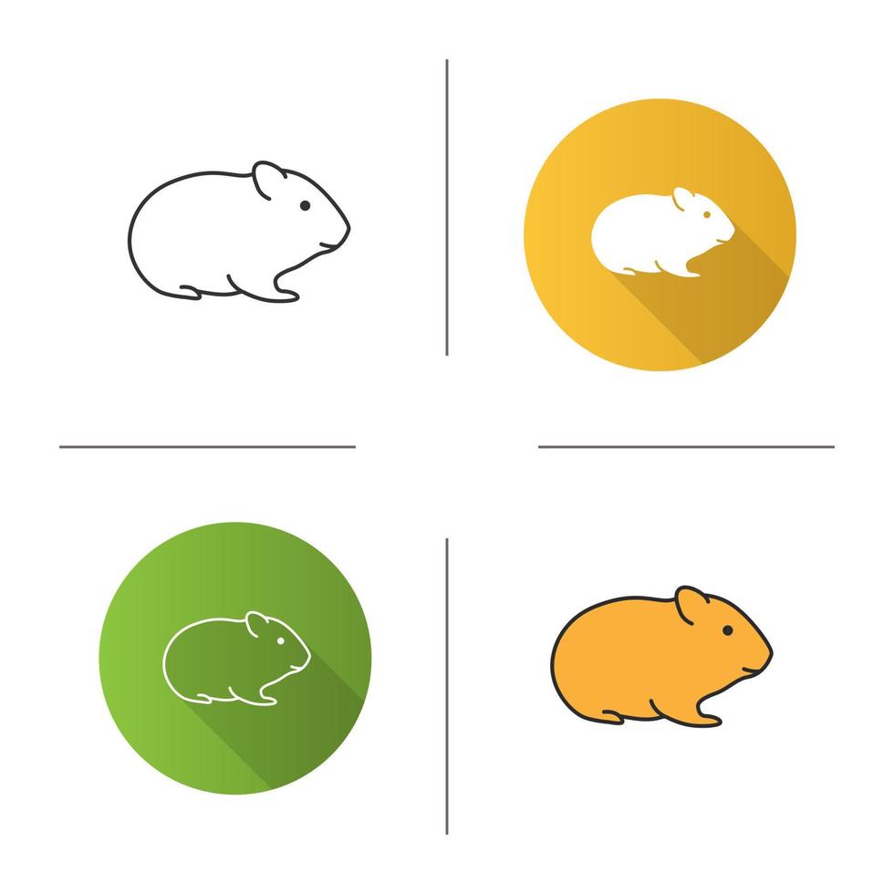Hamster icon. Flat design, linear and color styles. Rodent. Isolated vector illustrations