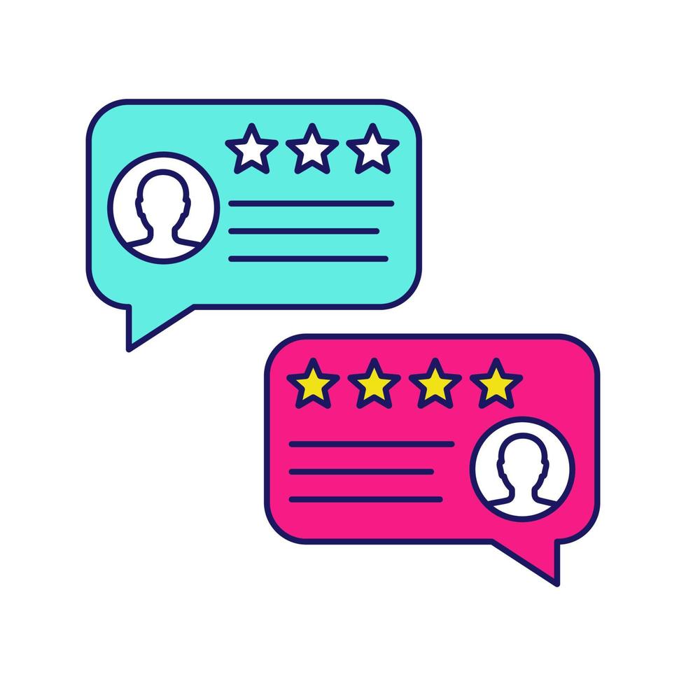 Customer reviews color icon. Positive feedback messages. Rating. Service satisfaction. Isolated vector illustration