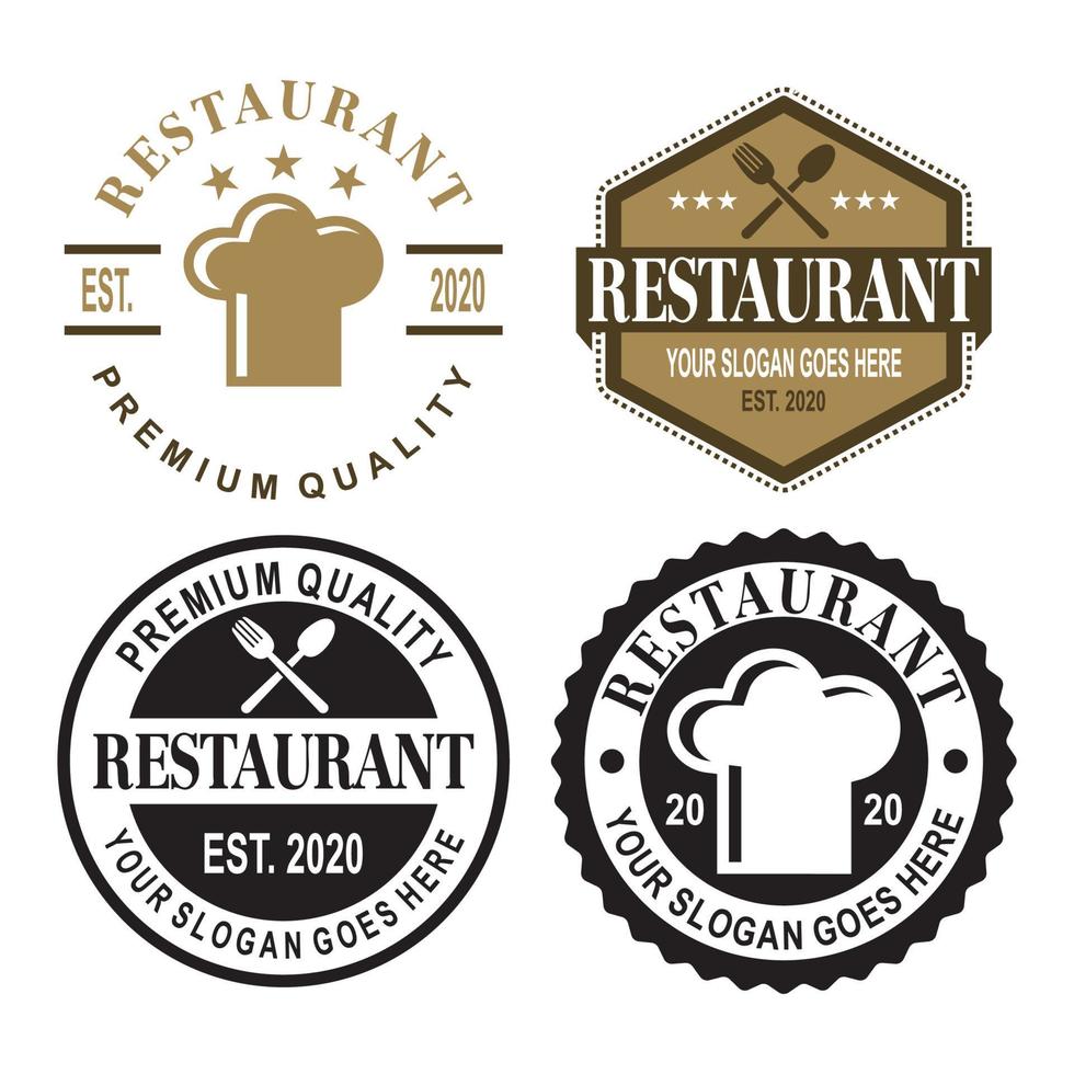 un conjunto de vectores de chef, un conjunto de logotipos de restaurantes