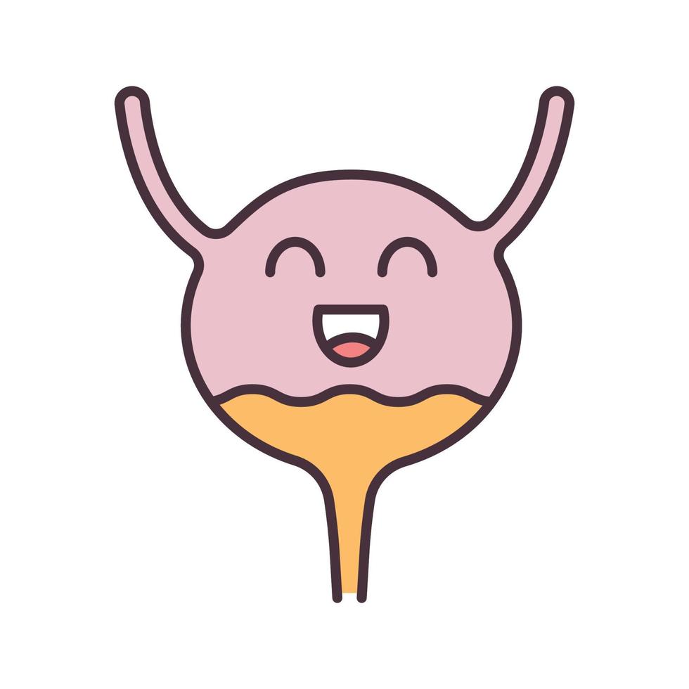 Smiling urinary bladder color icon. Healthy urinary tract. Urinary system health. Isolated vector illustration