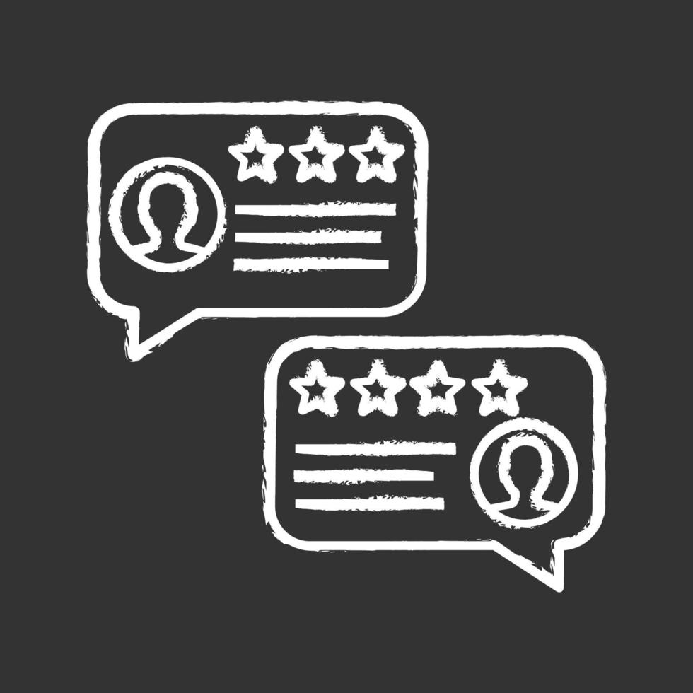 Customer reviews chalk icon. Positive feedback messages. Rating. Service satisfaction. Isolated vector chalkboard illustration