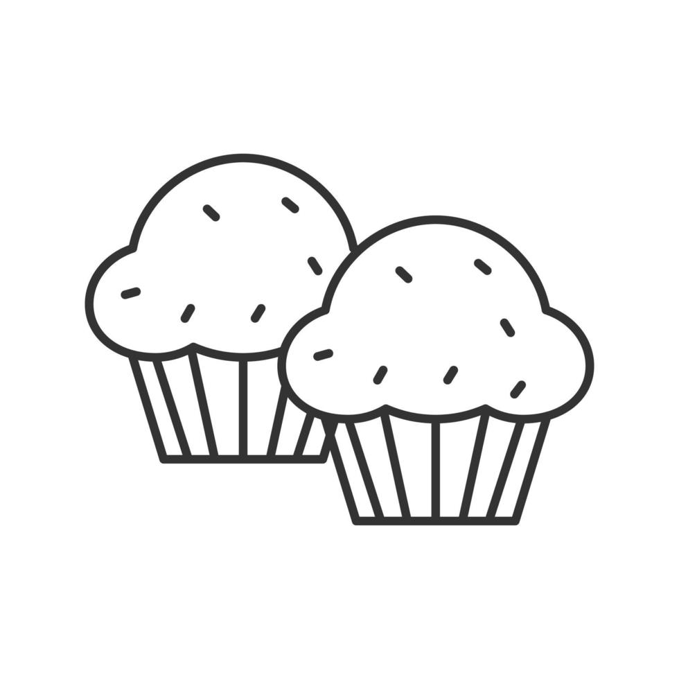 Cupcakes linear icon. Thin line illustration. Muffins. Contour symbol. Vector isolated outline drawing