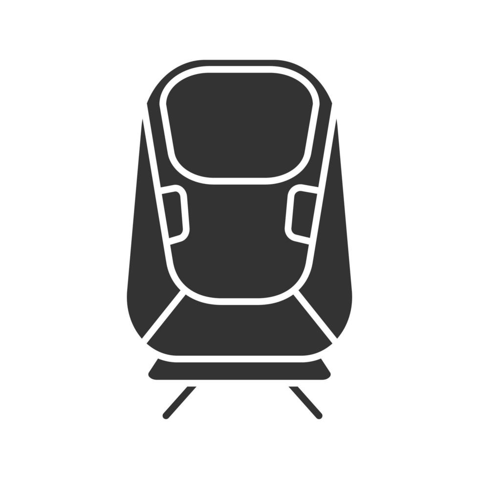 Transrapid glyph icon. Maglev. High speed monorail train. Silhouette symbol. Negative space. Vector isolated illustration