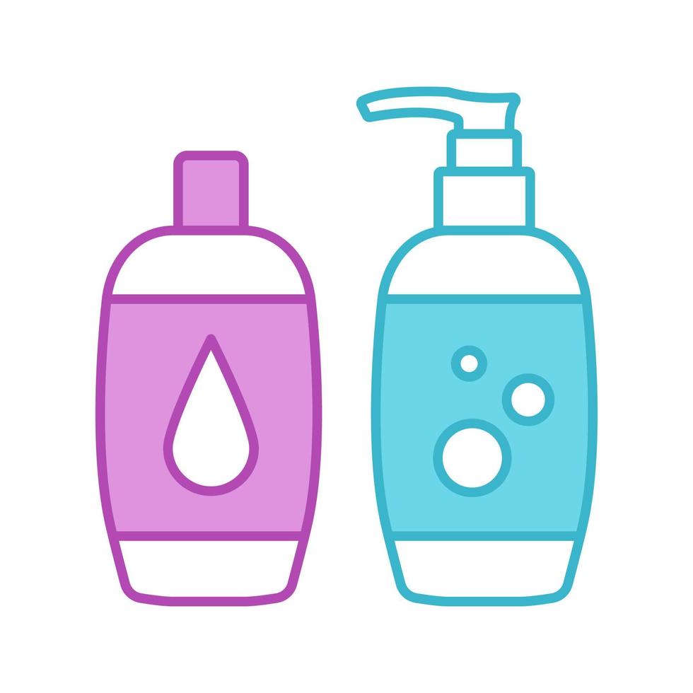 icono de color de espuma de baño y champú. jabón y gel de ducha. productos de higiene.ilustración vectorial aislada vector