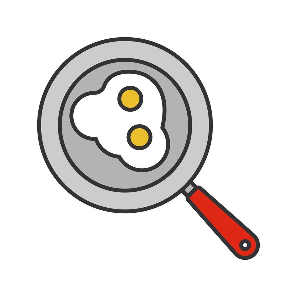 huevos fritos en el icono de color de la sartén. ilustración vectorial aislada vector