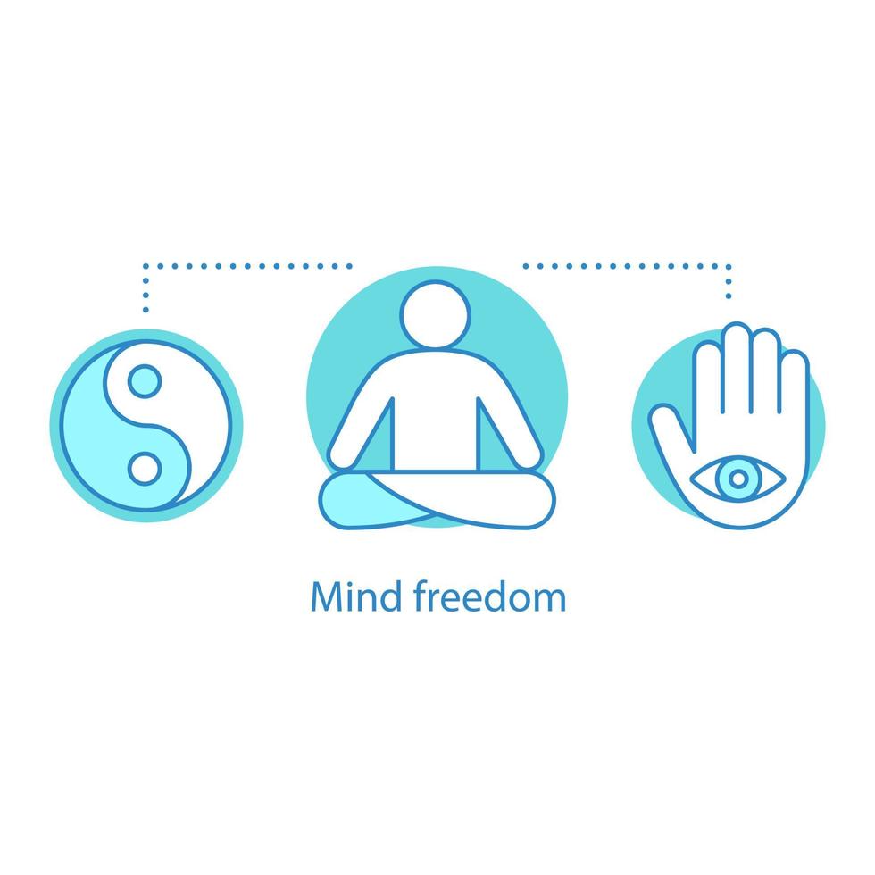 Mind freedom concept icon. Yoga idea thin line illustration. Meditation. Wellness. Vector isolated outline drawing