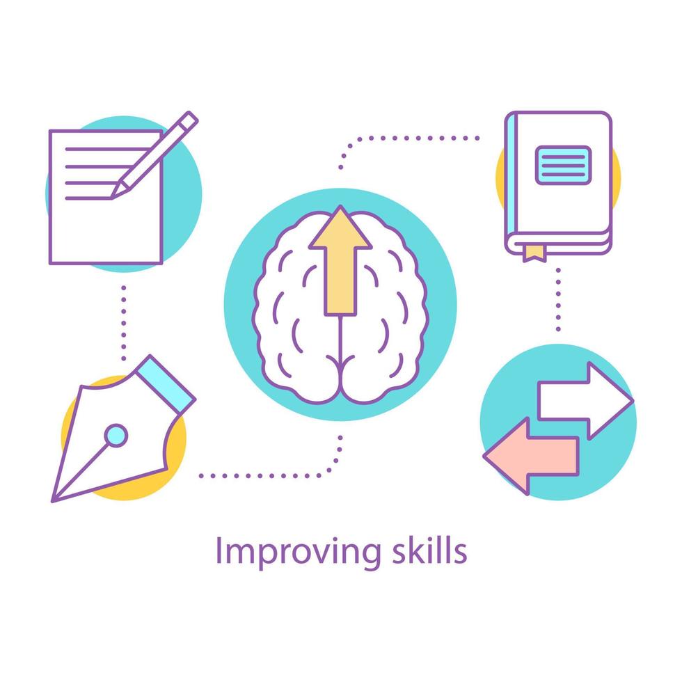 Skills improving concept icon. Education. Self development. Personal growth idea thin line illustration. Goal achieving. Vector isolated outline drawing