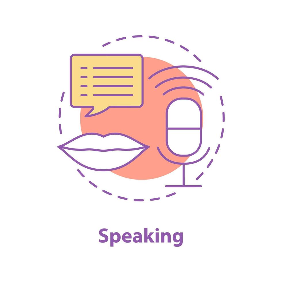 Speaking concept icon. Radio broadcasting idea thin line illustration. Talking. Vector isolated outline drawing