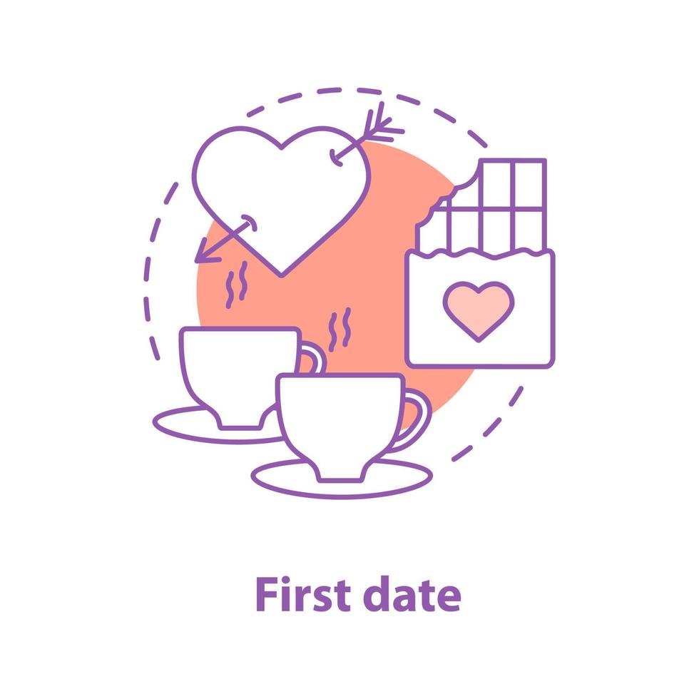 First date concept icon. Cafe idea thin line illustration. Coffee break. Vector isolated outline drawing