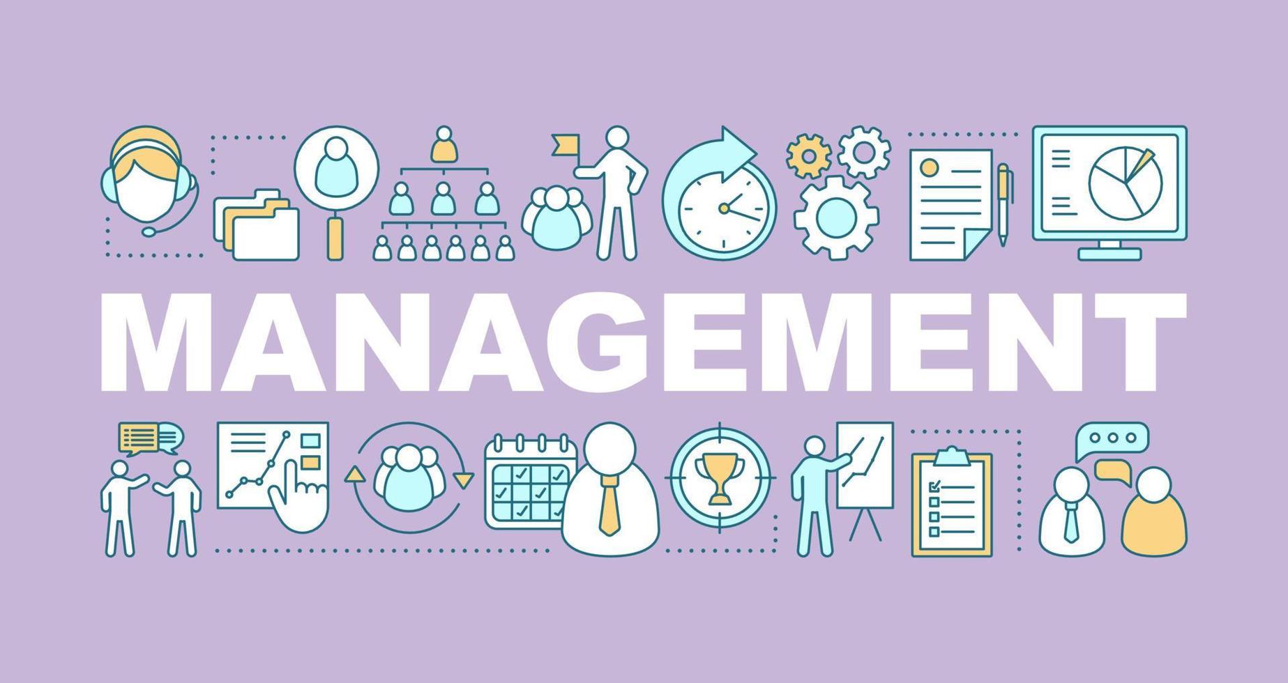 Management word concepts banner. Leadership. Career growth. Isolated lettering typography idea with linear icons. Professional experience. Vector outline illustration