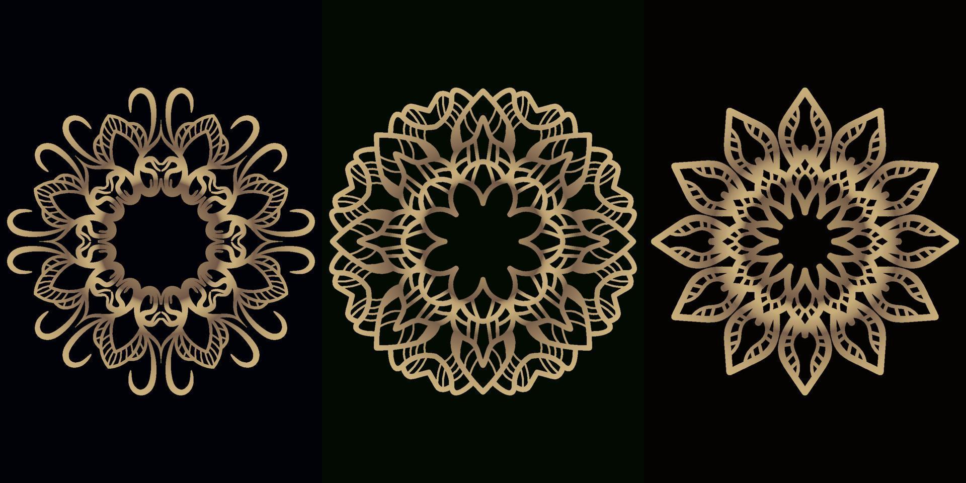 colección de conjunto de diseño de fondo de flor o adorno de mandala. vector