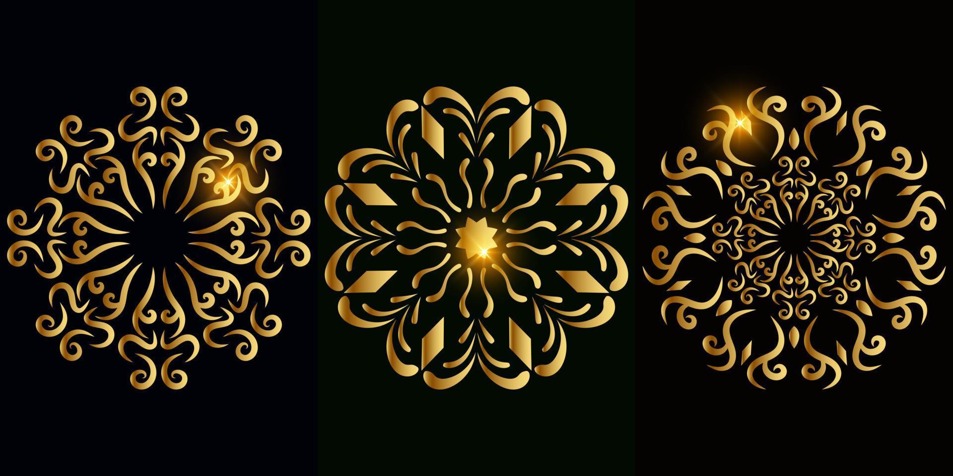 colección de conjunto de diseño de fondo de flor o adorno de mandala. vector