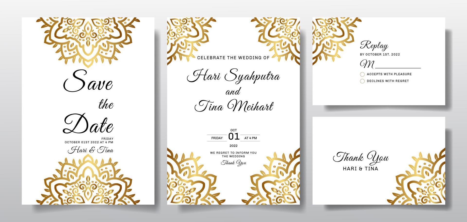 Wedding invitation greeting card set collection vector