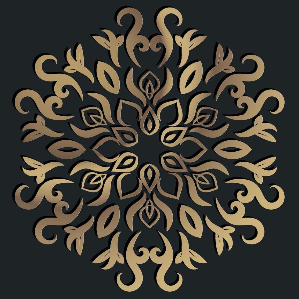Mandala ornament or flower background design golden color. vector