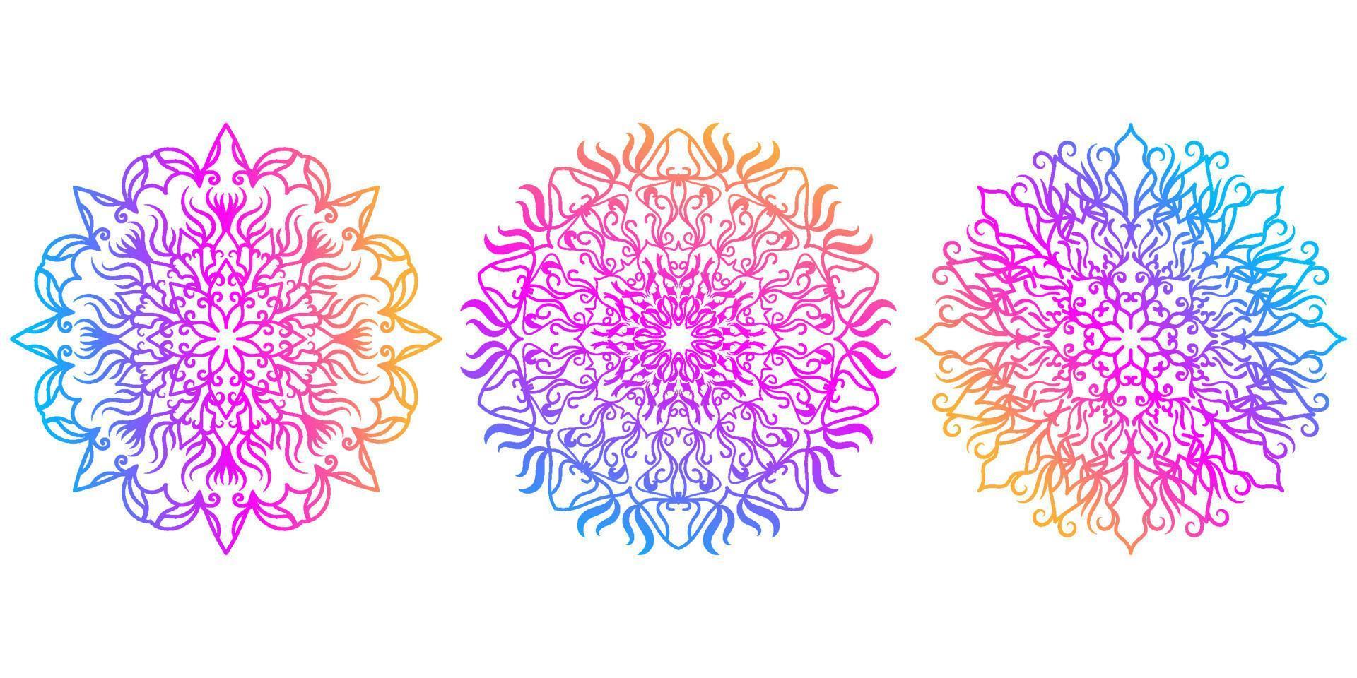 Mandala ornament or flower background design set collection. vector