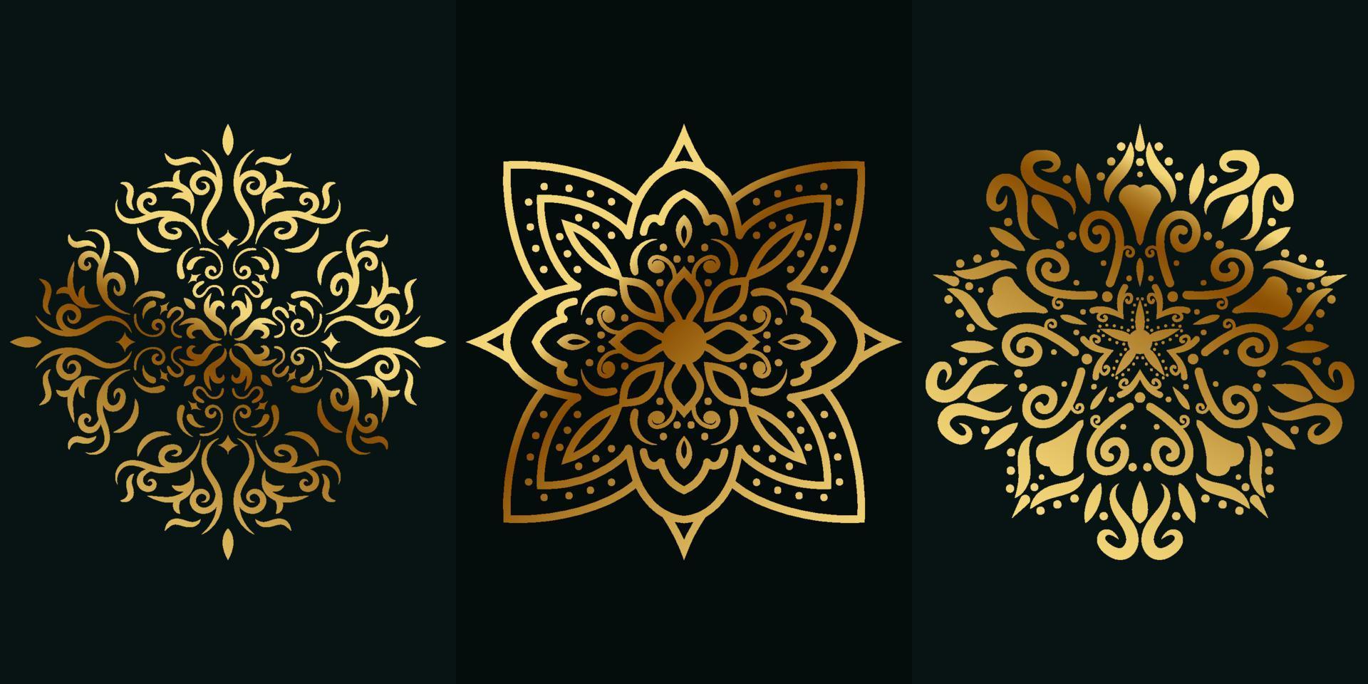 colección de conjunto de diseño de fondo de flor o adorno de mandala. vector