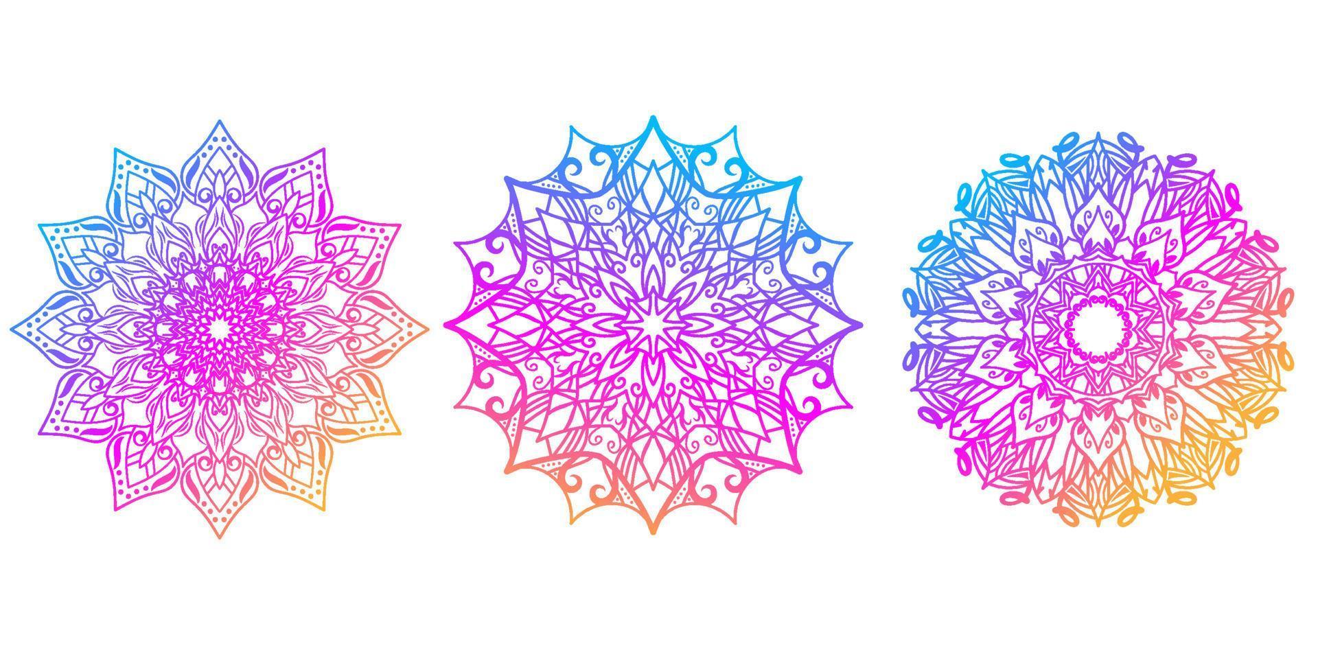 Mandala ornament or flower background design set collection. vector