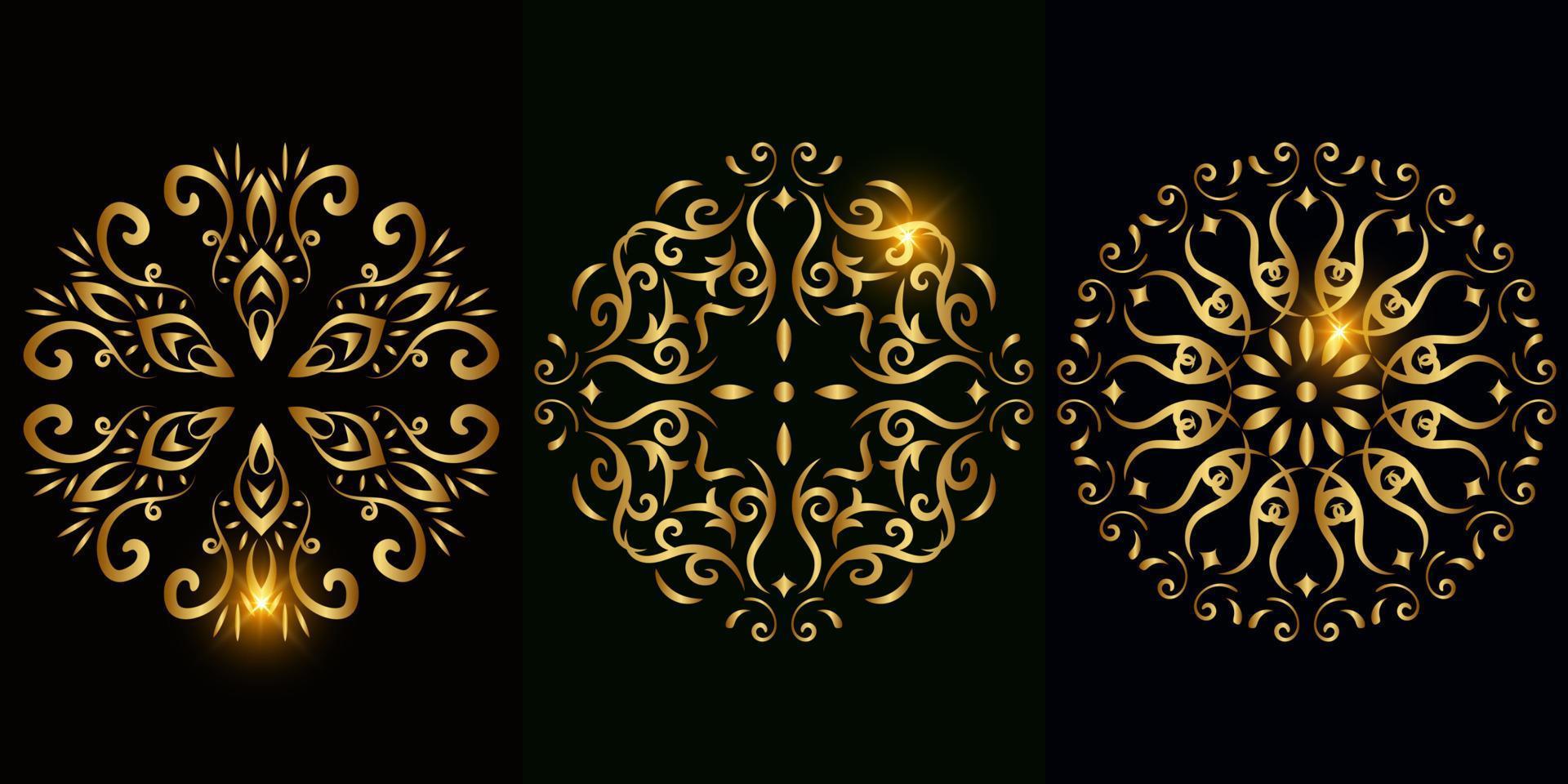 Mandala ornament or flower background design set collection. vector