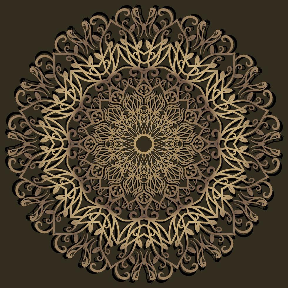 ornamento de mandala o diseño de fondo de flores color dorado. vector