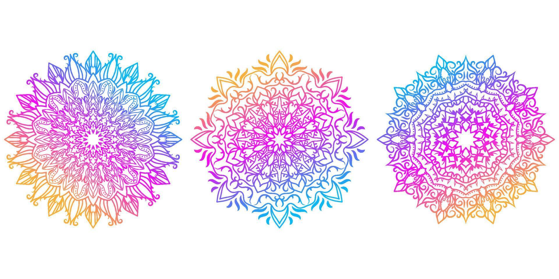 colección de conjunto de diseño de fondo de flor o adorno de mandala. vector