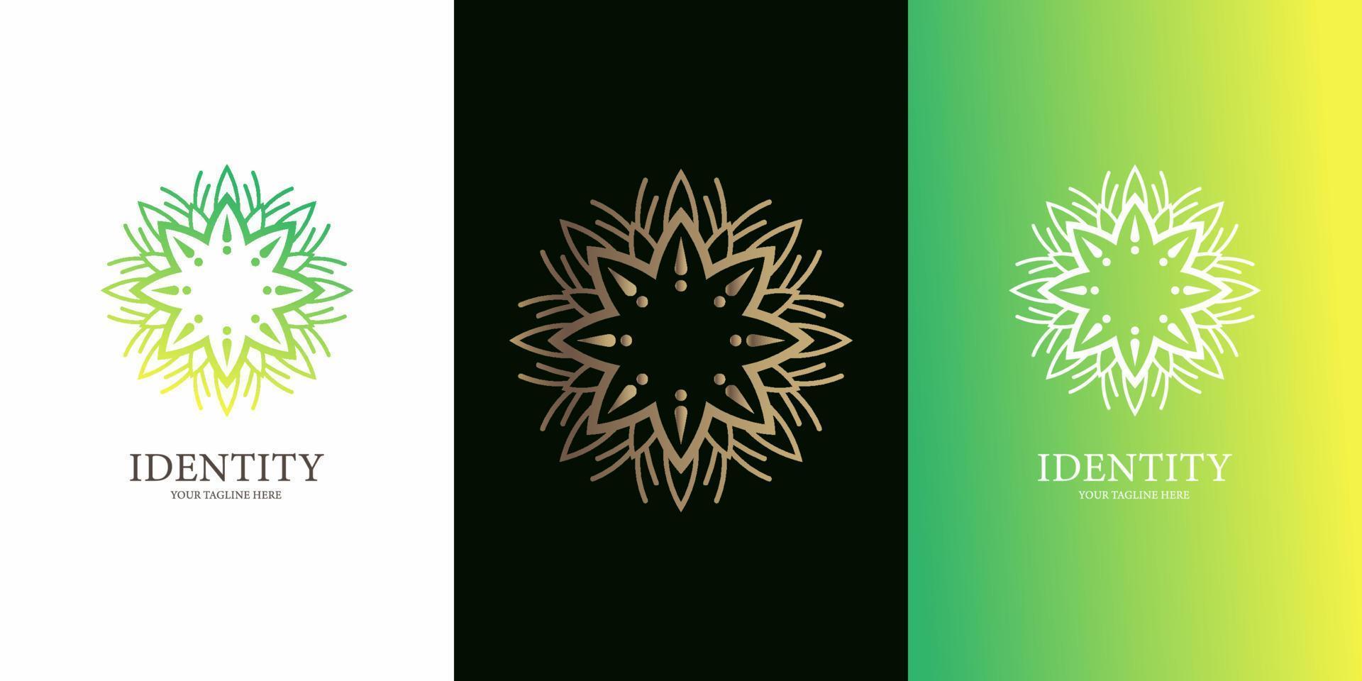 diseño de plantilla de logotipo de flor, adorno o mandala. diseño de plantilla de logotipo ent. vector