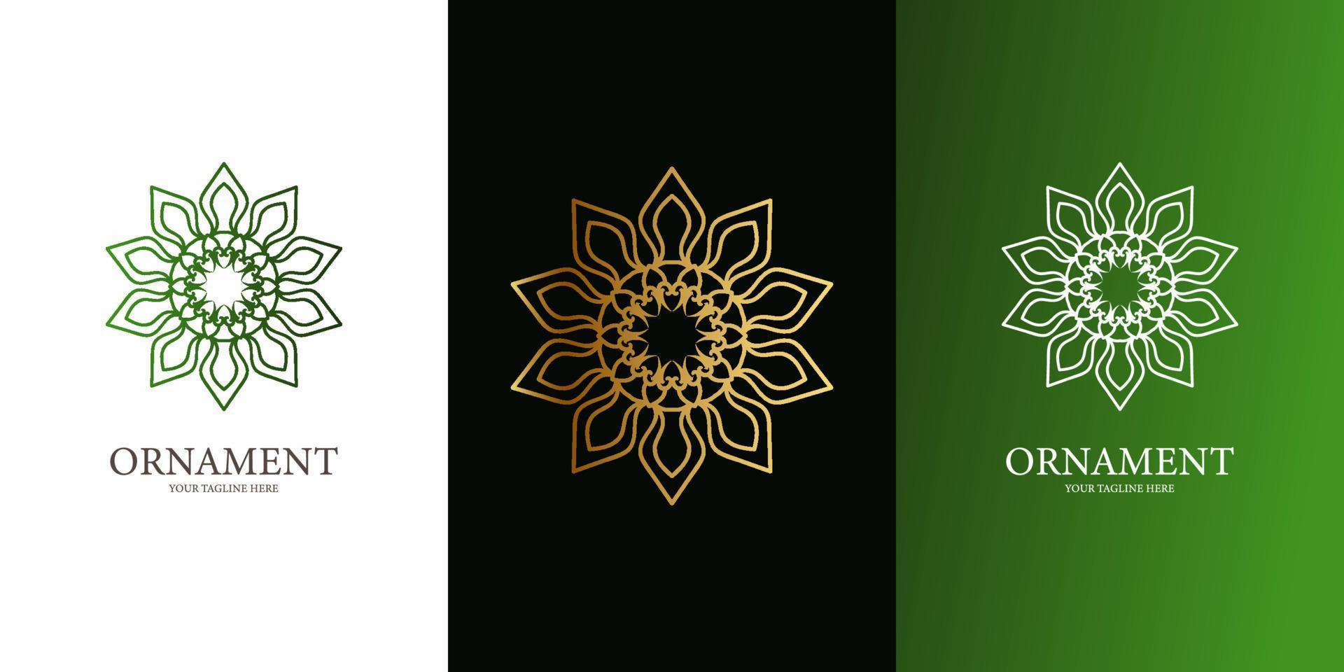 diseño de plantilla de logotipo de flor, adorno o mandala. diseño de plantilla de logotipo ent. vector