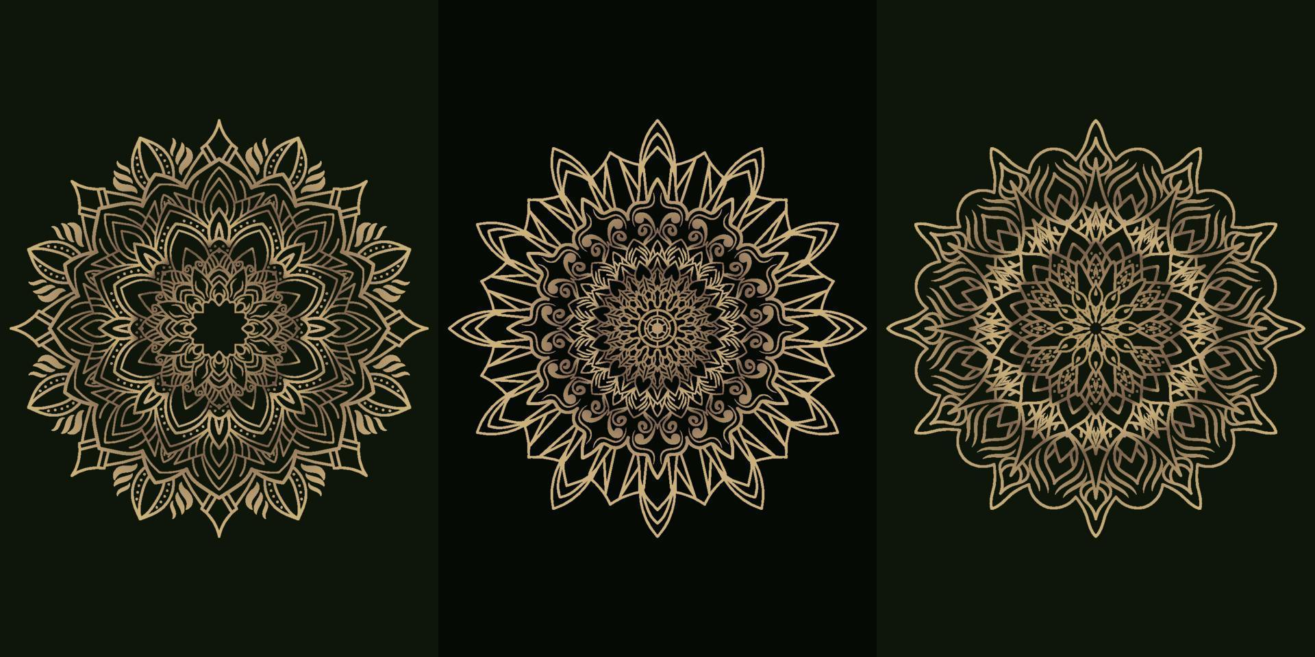 colección de conjunto de diseño de fondo de flor o adorno de mandala. vector