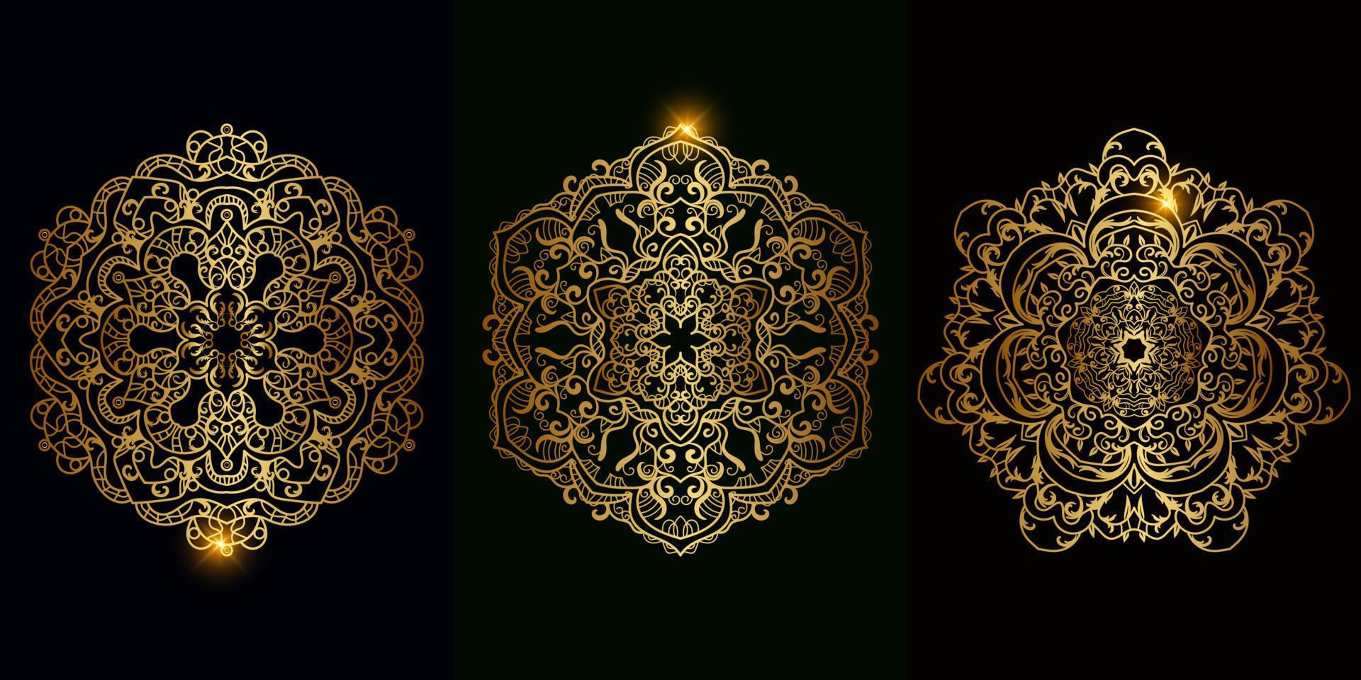 Mandala ornament or flower background design set collection. vector