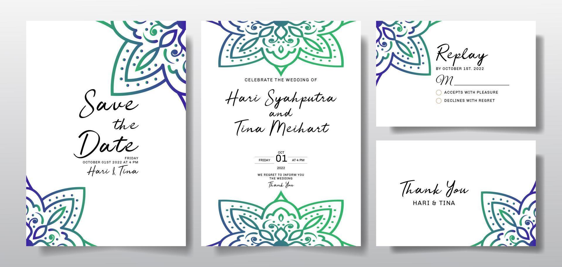 Wedding invitation greeting card set collection vector