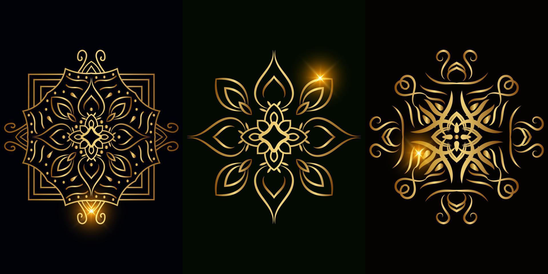 Mandala ornament or flower background design set collection. vector