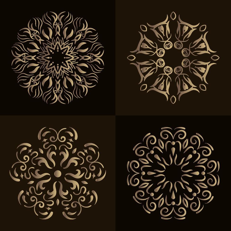 colección de adornos de mandala o flor vector