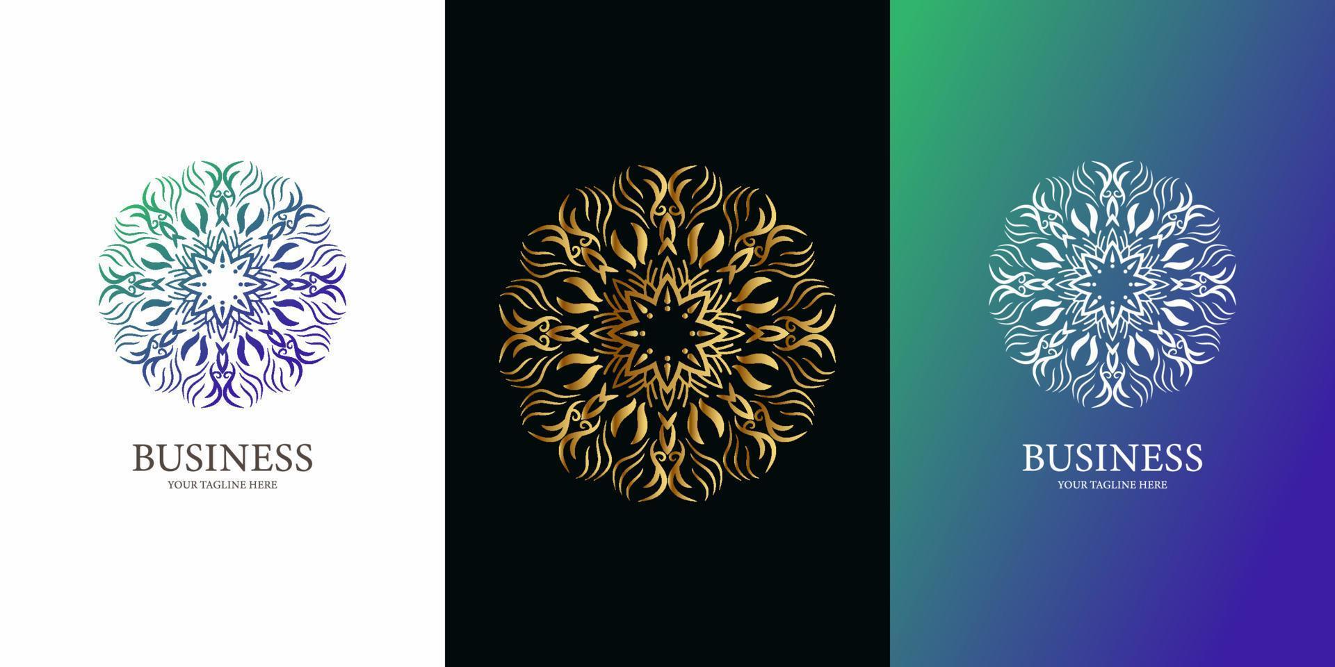 diseño de plantilla de logotipo de flor, adorno o mandala. diseño de plantilla de logotipo ent. vector